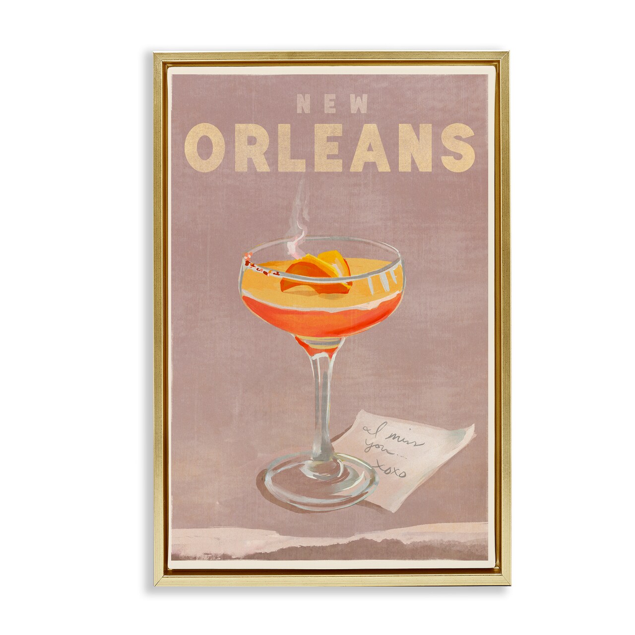 Stupell Industries New Orleans Cocktail Framed Floater Canvas Wall Art Design by The Whiskey Ginger